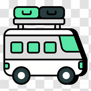Camping Car - Travel Van With Luggage Transparent PNG