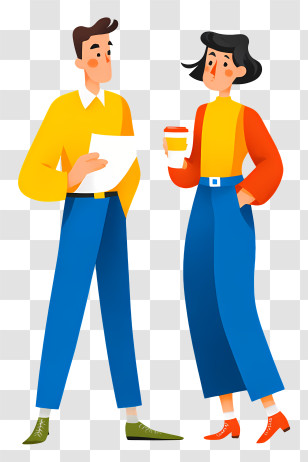 Two Colleagues Discussing Work - Cartoon People Having A Conversation Transparent PNG