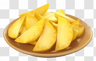 Potato Wedges - Yellow Potato Wedges On Brown Plate Transparent PNG