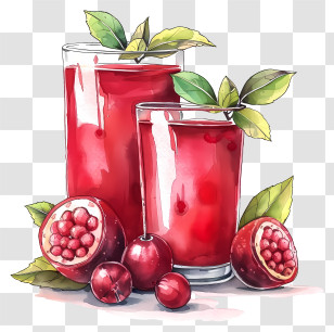 Kokum Juice - Refreshing Pomegranate Juice In Glasses Transparent PNG