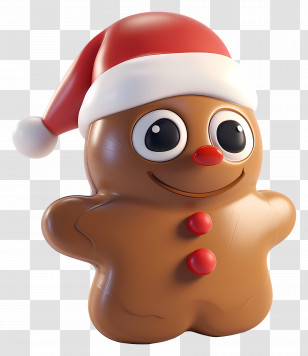 Gingerbread Man - Gingerbread Man With Santa Hat Transparent PNG