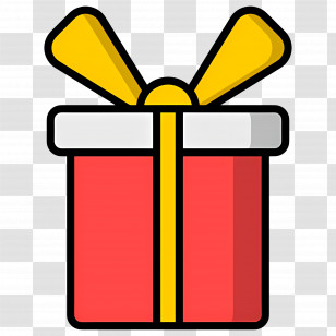 New Years Gifts - Bright Red Gift Box With Ribbon Illustration Transparent PNG