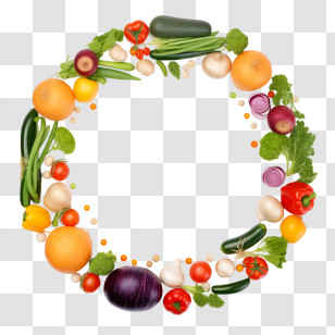 World Food Day - Fruits And Vegetables Wreath Decoration Transparent PNG