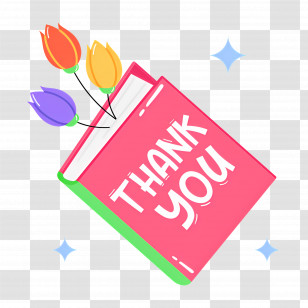 Thank You - Thank You Book With Flowers Transparent PNG