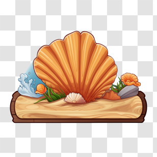Seashell - Large Seashell With Ocean-Themed Decor Transparent PNG
