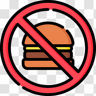 No Food - No Burger Prohibition Sign Transparent PNG