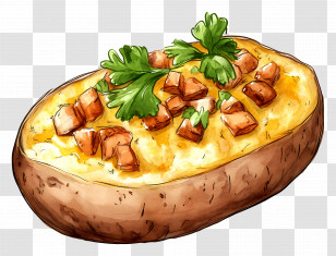 Baked Potato - Delicious Baked Potato With Toppings Transparent PNG