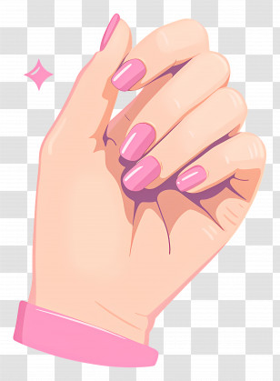 Pink Nail Polish - Pink Manicured Hand Illustration Transparent PNG