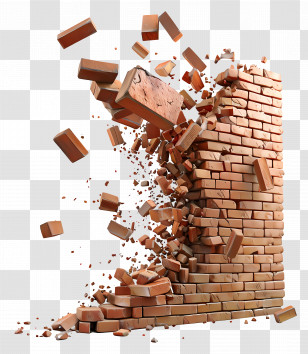 Broken Wall - Collapsing Brick Wall Transparent PNG