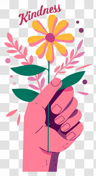 World Kindness Day - Kindness Hand Holding Flower Illustration Transparent PNG