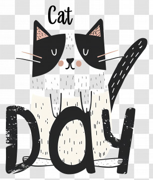 Cat Day - Cat Day Illustration Transparent PNG