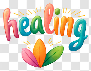 Healing Logo - Colorful Healing Watercolor Text Transparent PNG