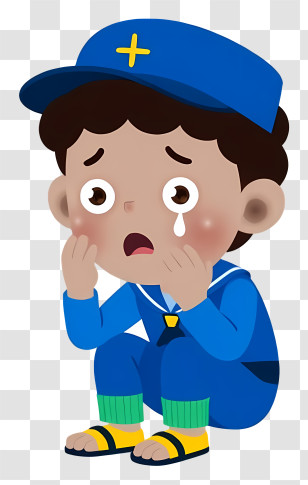 Crying Little Boy - Crying Child In Blue Outfit Transparent PNG