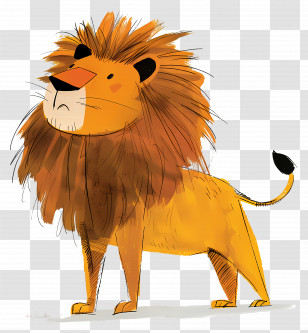 Lion - Cartoon Lion With Textured Mane Illustration Transparent PNG