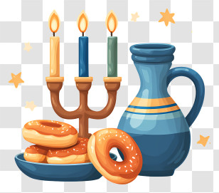 Happy Hanukkah - Candles And Donuts For Hanukkah Transparent PNG