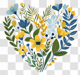 Heart Flowers - Floral Heart Design Illustration Transparent PNG