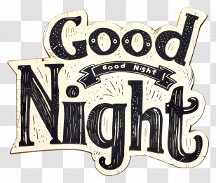 Good Night - Good Night Text Design In Artistic Typography Transparent PNG