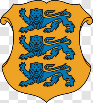 Estonian Defence Forces - Traditional Coat Of Arms With Blue Lions Transparent PNG