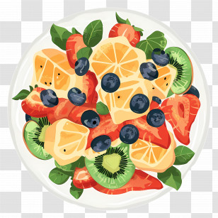Fruit Salad - Vibrant Mixed Fruit Salad Illustration Transparent PNG