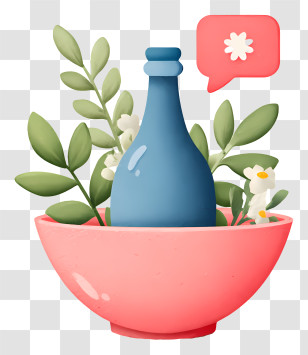 Wellness Beauty - Blue Bottle In Pink Bowl Decor Transparent PNG