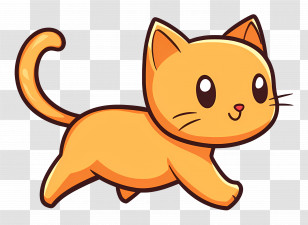 Cat Walking - Cute Yellow Cartoon Cat Running Transparent PNG