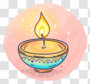 Diwali Lantern - Traditional Oil Lamp With Bright Flame Transparent PNG