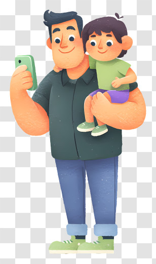 Father Holding Child - Dad Taking Selfie With Toddler Illustration Transparent PNG