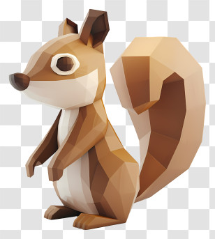 Squirrel - Low Poly Brown Squirrel Illustration Transparent PNG