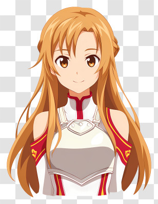 Asuna - Cute Brown-Haired Armored Anime Girl Transparent PNG
