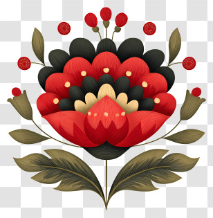 Ornate Flower - Red Floral Design Illustration Transparent PNG