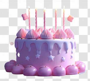 Birthday - Pink Birthday Cake With Sweet Decorations Illustration Transparent PNG
