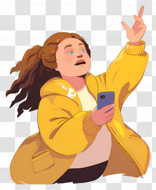 Chubby Bubbles Girl - Girl Raising Hand With Phone Transparent PNG