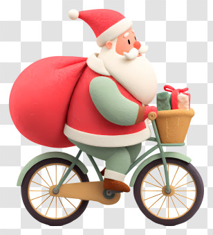 Santa Claus Riding Bike - Santa Claus Riding A Bicycle With Gifts Transparent PNG