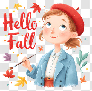 Woman Artist Enjoying Autumn - Hello Fall Artist Girl Transparent PNG