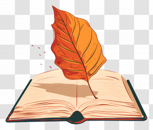 Autumn Leaf On Book - Autumn Leaf On Open Book Transparent PNG