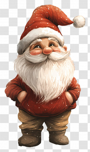 Christmas Gnome - Cheerful Santa Claus In Red Costume Transparent PNG