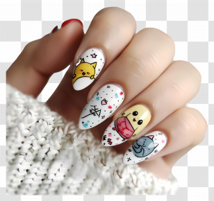 Nail Polish - Hand With Cute Decorated Nails Transparent PNG