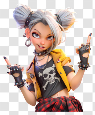 Pointing Up - Cool Punk Girl With Attitude Transparent PNG