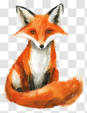 Fox - Cute Red Fox Digital Illustration Transparent PNG