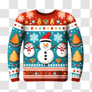 Ugly Sweater Day - Festive Christmas Sweater With Snowman Decoration Transparent PNG
