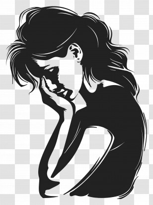 Sad Woman Silhouette - Sad Woman Silhouette Artwork Transparent PNG