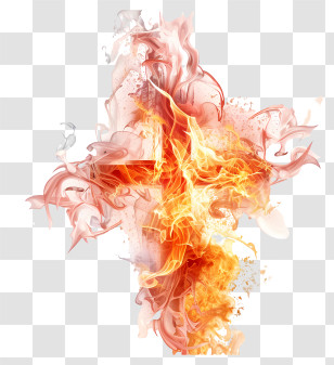 Pentecost - Fiery Cross With Abstract Flames Transparent PNG