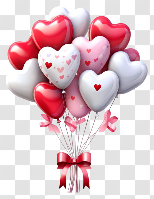 Pastel Valentine Gift Balloon - Lovely Heart Balloons Bouquet Decoration Transparent PNG
