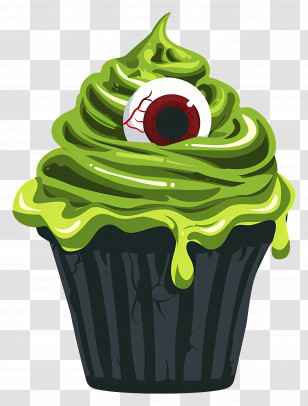 Halloween Cupcake - Spooky Halloween Cupcake With Creepy Eyeball Decoration Transparent PNG