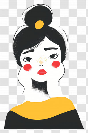 Girl - Illustration Of A Girl With Red Cheeks Transparent PNG