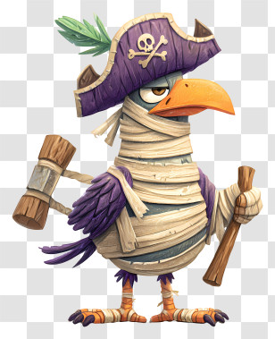Mummy Pirate Bird - Mummy Pirate Seagull Character Transparent PNG