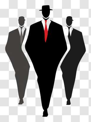 Businessman Group Symbol - Businessmen Silhouette With Red Tie Transparent PNG