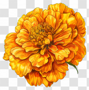 Marigold Yellow - Bright And Detailed Orange Zinnia Flower Transparent PNG