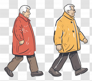 Senior Citizens Day - Elderly Men Walking In Coats Transparent PNG
