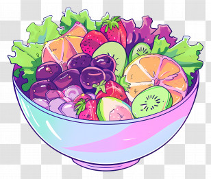 Salad - Bright And Fresh Fruit Salad In A Bowl Transparent PNG
